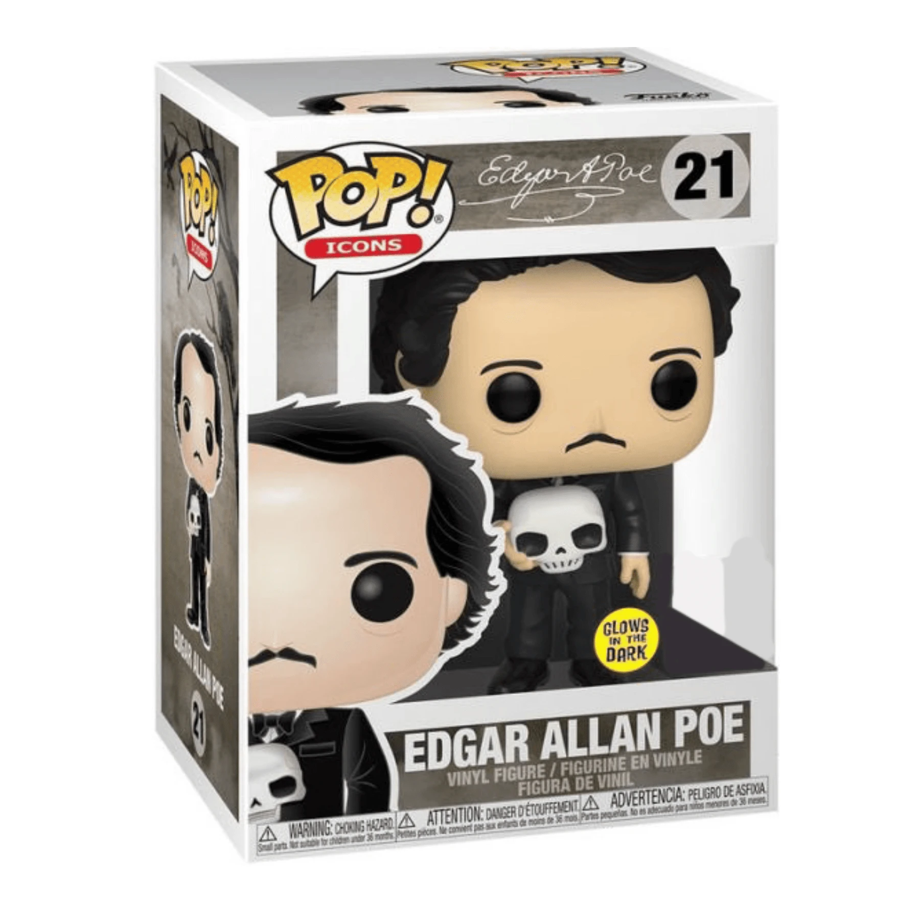 Icons Funko Pop! Edgar Allan Poe (with Skull) (GITD) #21 4 Icons Funko Pop! Edgar Allan Poe (with Skull) (GITD) #21 - Image 2